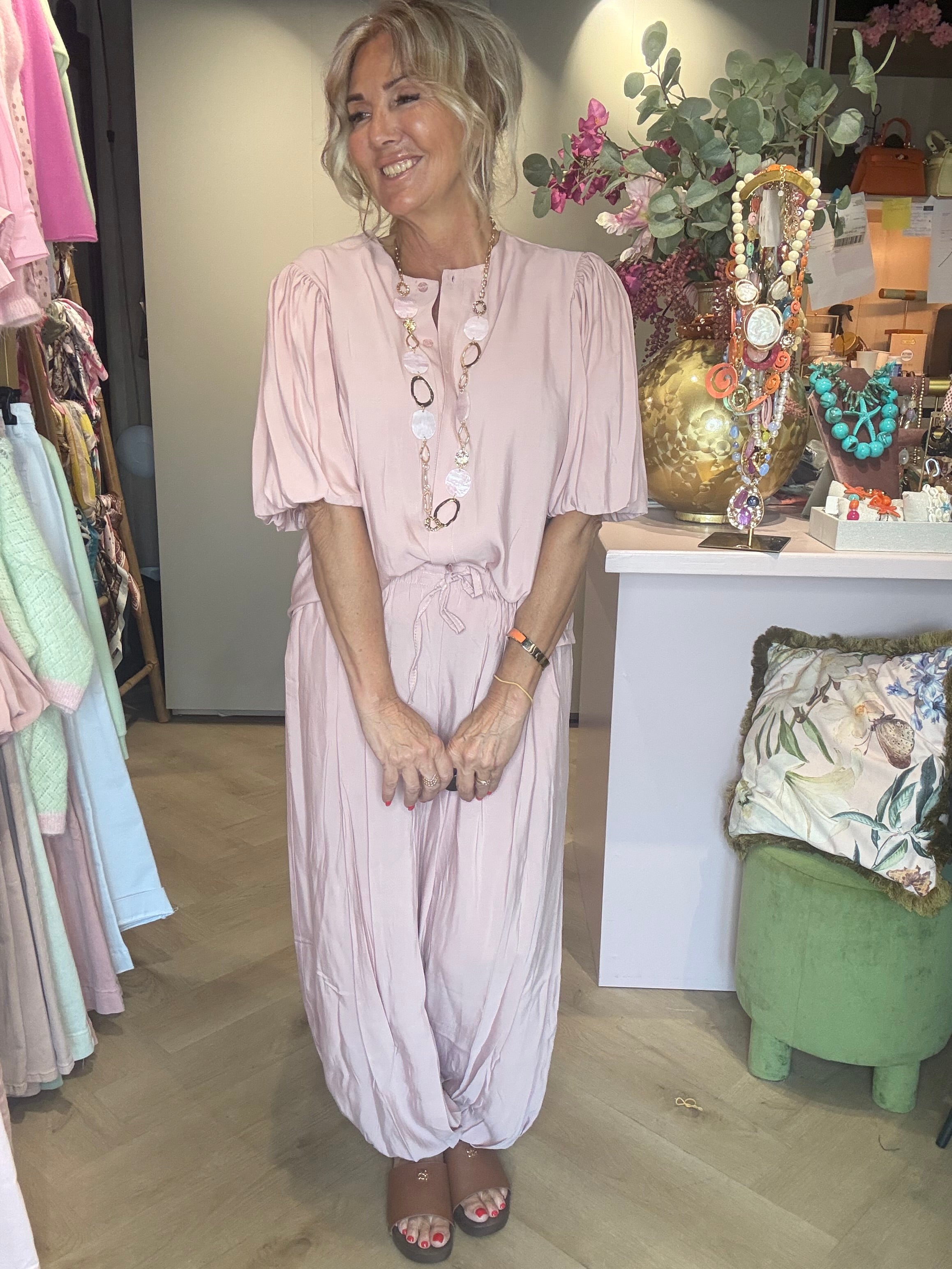 Blouse Poederrose Rose Ballon mouw